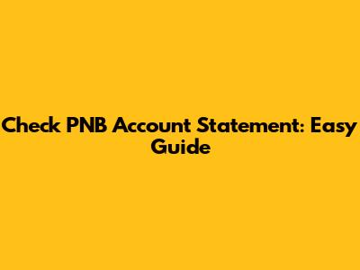 Check PNB Account Statement: Easy Guide