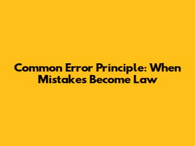 Common Error Principle: When Mistakes Become Law
