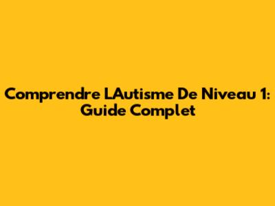 Comprendre L'Autisme De Niveau 1: Guide Complet