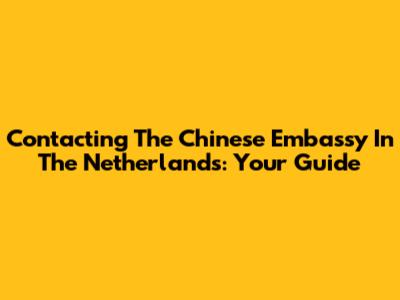 Contacting The Chinese Embassy In The Netherlands: Your Guide