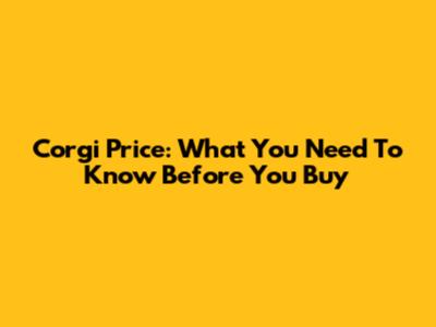 Corgi Price: What You Need To Know Before You Buy