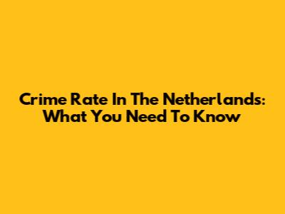 Crime Rate In The Netherlands: What You Need To Know