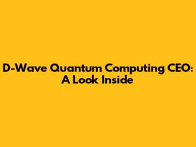 D-Wave Quantum Computing CEO: A Look Inside