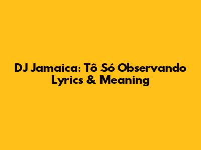 DJ Jamaica: 'Tô Só Observando' Lyrics & Meaning