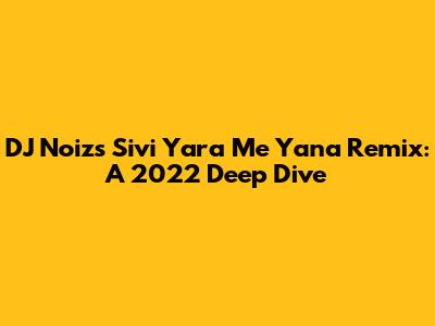 DJ Noiz's 'Sivi Yara Me Yana' Remix: A 2022 Deep Dive