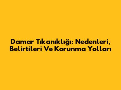 Damar Tıkanıklığı: Nedenleri, Belirtileri Ve Korunma Yolları