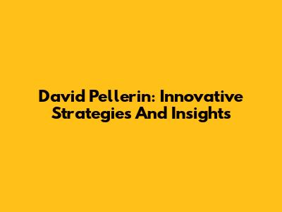 David Pellerin: Innovative Strategies And Insights