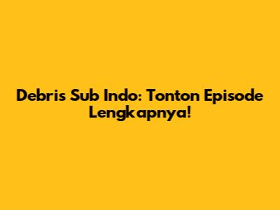 Debris Sub Indo: Tonton Episode Lengkapnya!