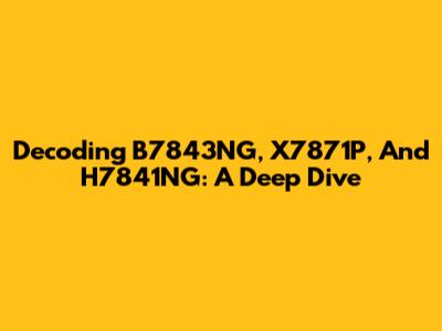 Decoding B7843NG, X7871P, And H7841NG: A Deep Dive