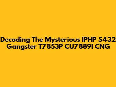 Decoding The Mysterious IPHP S432 Gangster T7853P CU7889I CNG