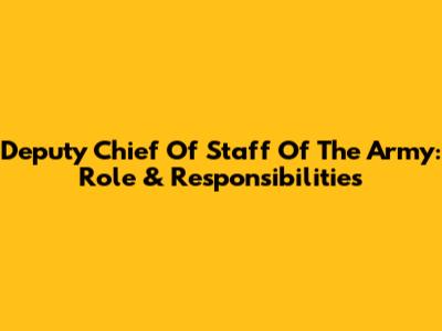 Deputy Chief Of Staff Of The Army: Role & Responsibilities