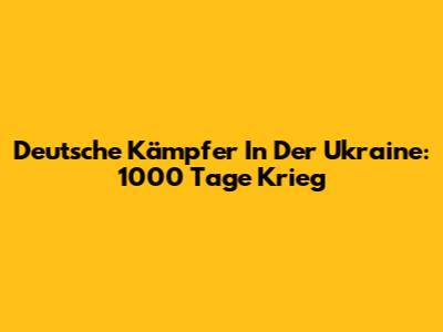 Deutsche Kämpfer In Der Ukraine: 1000 Tage Krieg