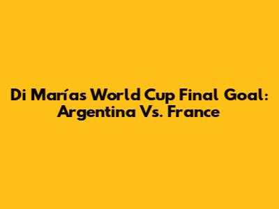Di María's World Cup Final Goal: Argentina Vs. France