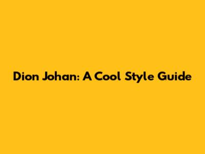 Dion Johan: A Cool Style Guide
