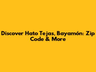 Discover Hato Tejas, Bayamón: Zip Code & More