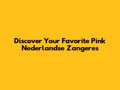 Discover Your Favorite Pink Nederlandse Zangeres