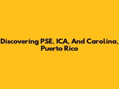 Discovering PSE, ICA, And Carolina, Puerto Rico