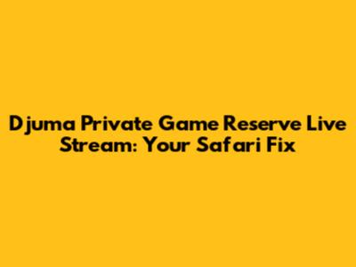 Djuma Private Game Reserve Live Stream: Your Safari Fix