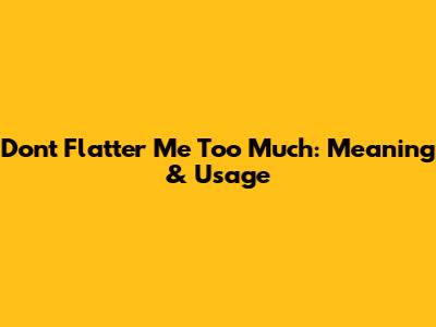 Don't Flatter Me Too Much: Meaning & Usage