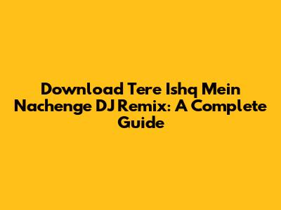 Download 'Tere Ishq Mein Nachenge' DJ Remix: A Complete Guide