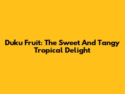 Duku Fruit: The Sweet And Tangy Tropical Delight