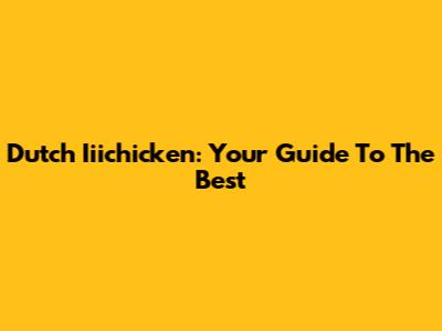 Dutch Iiichicken: Your Guide To The Best