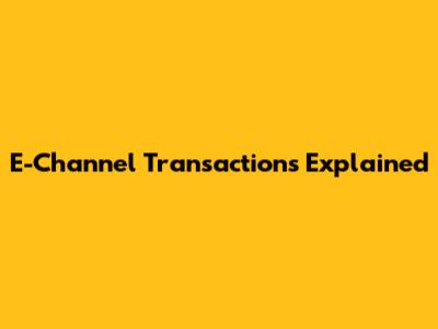 E-Channel Transactions Explained