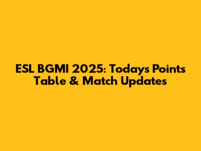 ESL BGMI 2025: Today's Points Table & Match Updates