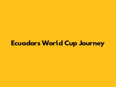 Ecuador's World Cup Journey