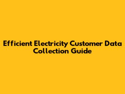 Efficient Electricity Customer Data Collection Guide