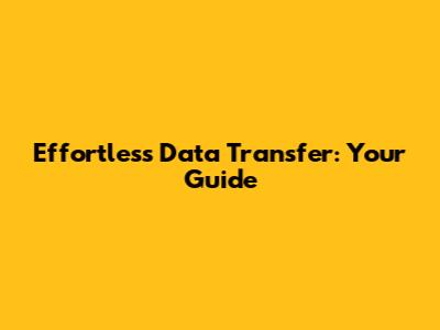 Effortless Data Transfer: Your Guide