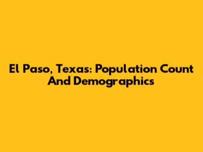 El Paso, Texas: Population Count And Demographics