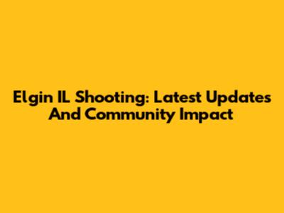 Elgin IL Shooting: Latest Updates And Community Impact