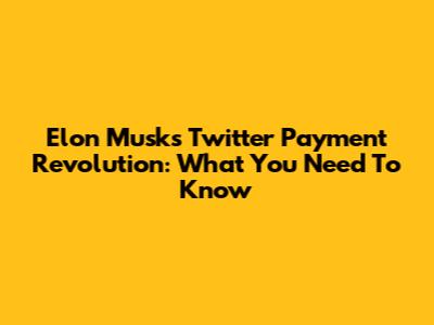 Elon Musk's Twitter Payment Revolution: What You Need To Know