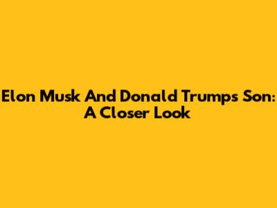 Elon Musk And Donald Trump's Son: A Closer Look
