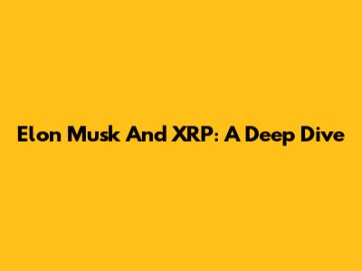 Elon Musk And XRP: A Deep Dive