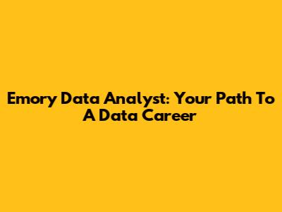 Emory Data Analyst: Your Path To A Data Career