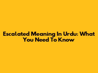 Escalated Meaning In Urdu: What You Need To Know