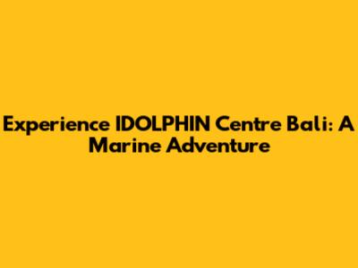 Experience IDOLPHIN Centre Bali: A Marine Adventure