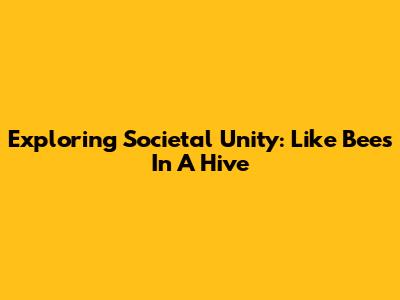 Exploring Societal Unity: Like Bees In A Hive