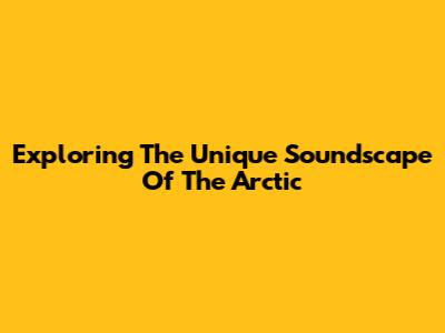 Exploring The Unique Soundscape Of The Arctic