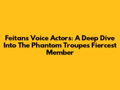 Feitan's Voice Actors: A Deep Dive Into The Phantom Troupe's Fiercest Member