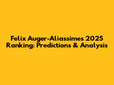 Felix Auger-Aliassime's 2025 Ranking: Predictions & Analysis