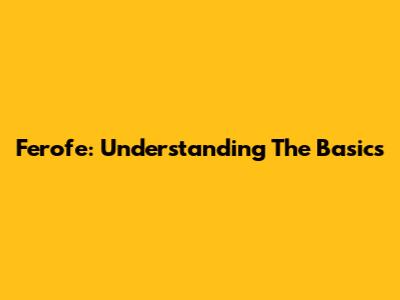 Ferofe: Understanding The Basics