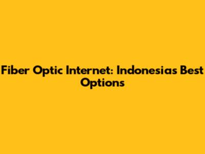 Fiber Optic Internet: Indonesia's Best Options