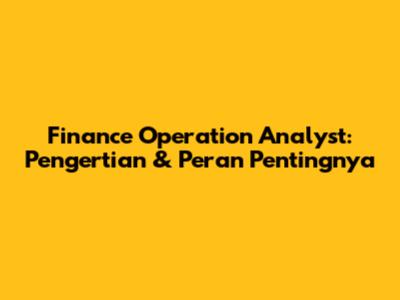 Finance Operation Analyst: Pengertian & Peran Pentingnya