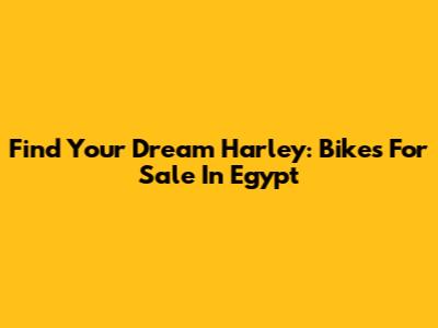 Find Your Dream Harley: Bikes For Sale In Egypt