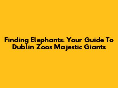 Finding Elephants: Your Guide To Dublin Zoo's Majestic Giants