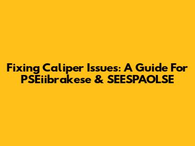 Fixing Caliper Issues: A Guide For PSEiibrakese & SEESPAOLSE