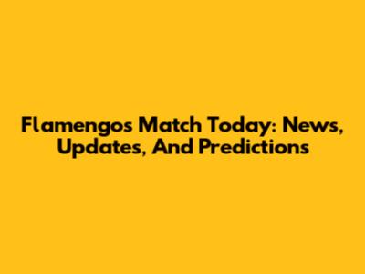 Flamengo's Match Today: News, Updates, And Predictions
